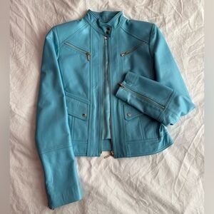 Cache turquoise leather jacket